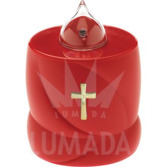 Candela a LED colore rosso con il croce